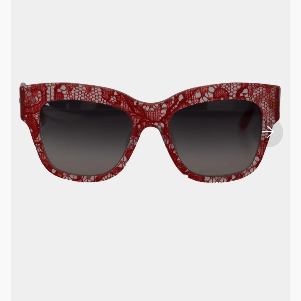 Dolce & Gabbana Red Lace Acetate Rectangle Shades DG4231F Sunglasses new - Picture 3 of 8